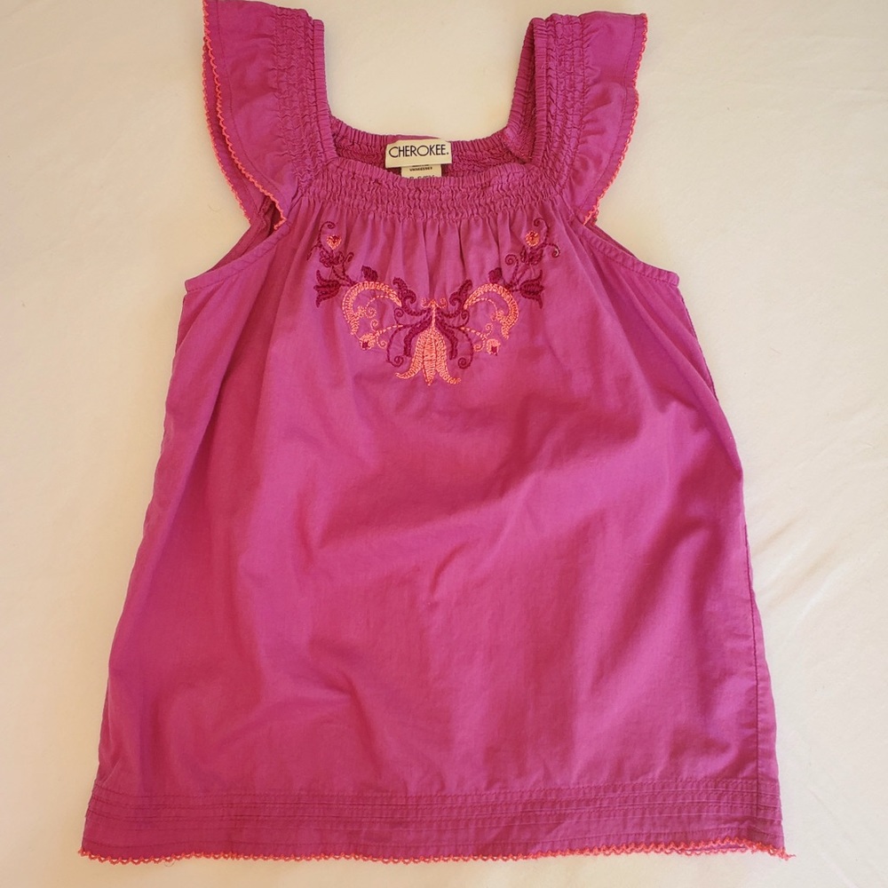 Girls Purple & Coral Peasant Top